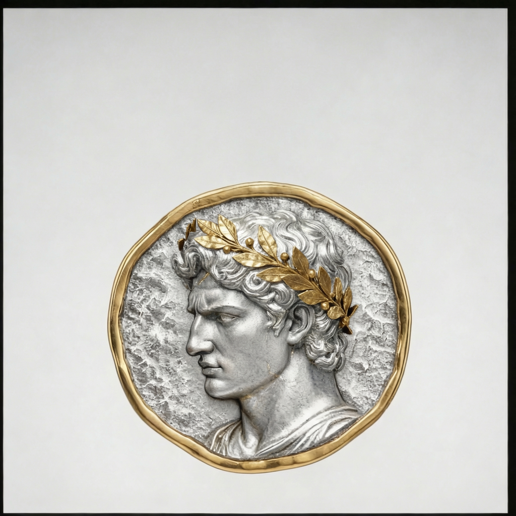 Medallón Alejandro Magno – Aniketos Plata y Oro Forjado