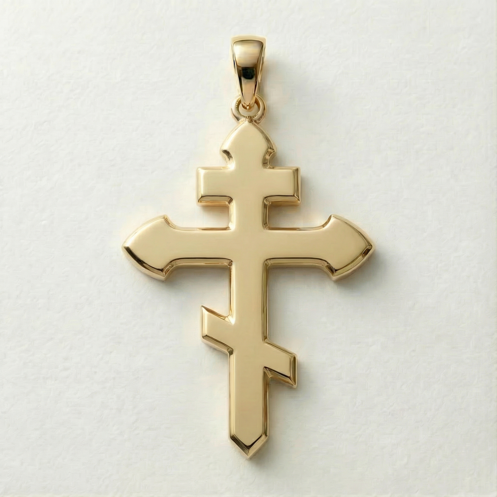 Cruz Romana/Ortodoxa – Diseño Original en oro y esmalte negro